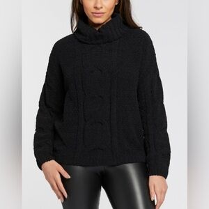 Seven7 Women’s Black Cable Knit Cowl Neck Pullover Sweater Size Small